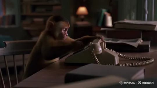 Intelligent Monkey Urgently Dials 911 – AI Generated Video | Hailuo AI