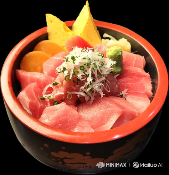 Japanese Rice Bowl with Tuna and Omelet Display – AI Generated Video | Hailuo AI