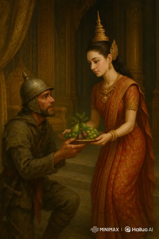 Soldier's Farewell and Wife's Plea in Southeast Asian Palace – AI Generated Video | Hailuo AI