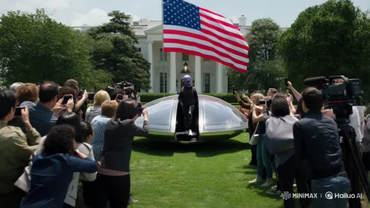 Alien in Human Disguise Delivers Message at White House – AI Generated Video | Hailuo AI