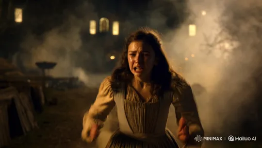 1792: Terror-Stricken Woman Fleeing in Cinematic Mastery – AI Generated Video | Hailuo AI