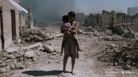 8-Year-Old Girl Shows Resilience Amid Gaza Rubble – AI Generated Video | Hailuo AI