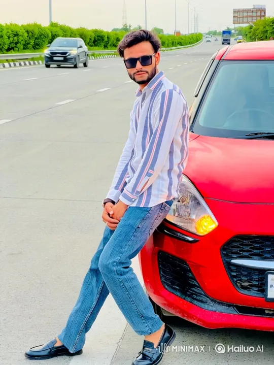 Man Trades Red Car for Ferrari on Highway – AI Generated Video | Hailuo AI