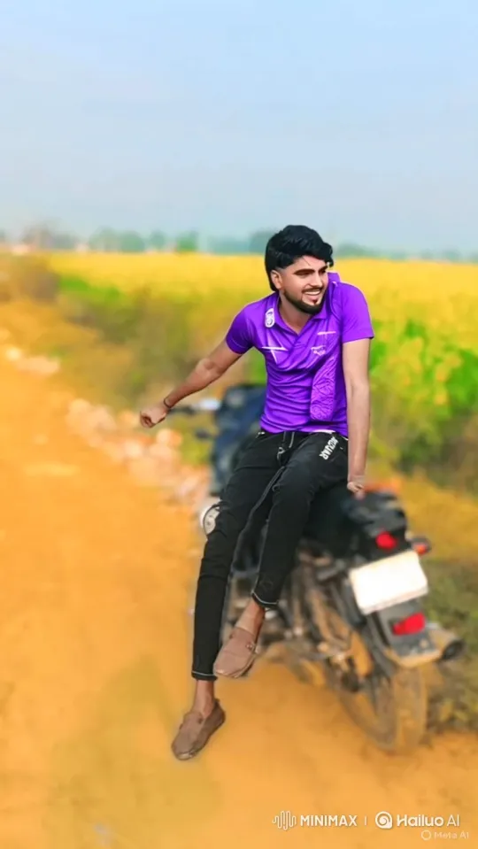 Young Man on Motorcycle Meets Off-Road Vehicle – AI Generated Video | Hailuo AI
