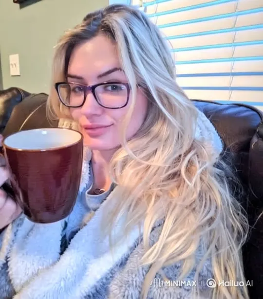 Woman drops mug while rising from couch during camera pan – AI Generated Video | Hailuo AI
