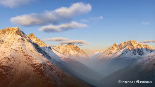 Morning Flight Over Snow-Capped Mountains – AI Generated Video | Hailuo AI