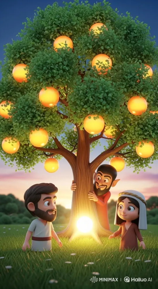 Animated Fantasy Scene with Characters and Tree of Light – AI Generated Video | Hailuo AI