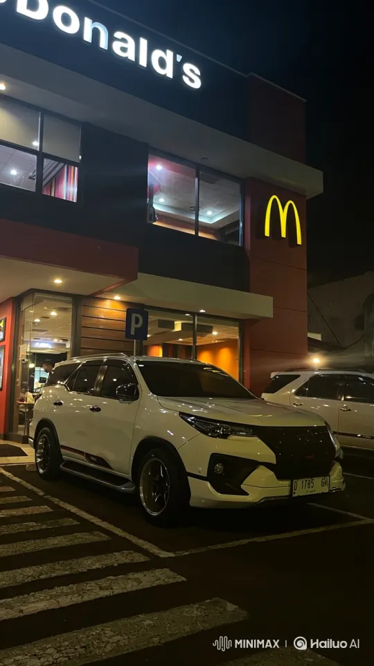 Custom White SUV Lowers in Front of McDonald's – AI Generated Video | Hailuo AI