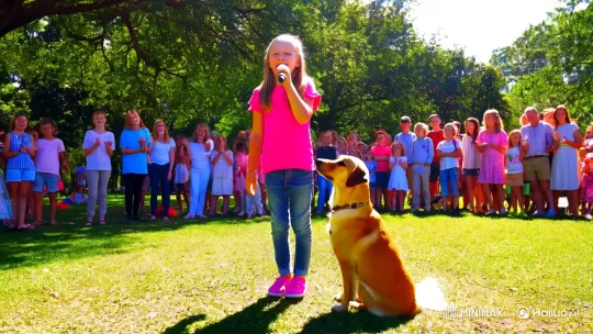 Child and Dog Delight Park Audience with Song – AI Generated Video | Hailuo AI