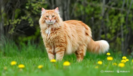 Orange Cat Walking Gracefully in Meadow – AI Generated Video | Hailuo AI