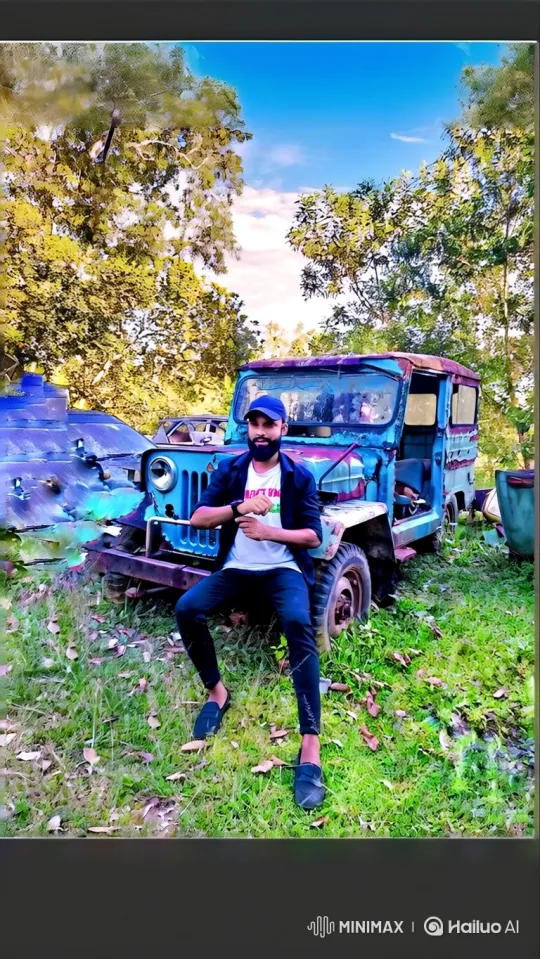 Man Surrounded by Tiger and Lion in Peaceful Clearing – AI Generated Video | Hailuo AI