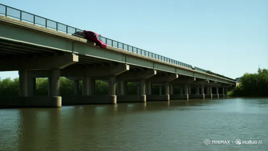 Car Tumbles Off Bridge, Plunges into River – AI Generated Video | Hailuo AI