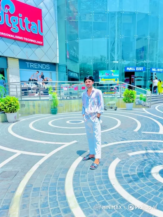 Young Man Approaches Black SUV in Modern Plaza – AI Generated Video | Hailuo AI