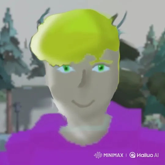 Young Man with Yellow-Green Hair and Vibrant Green Eyes Sits on a White Cartoon Toilet and Shoots Small Yellow Creatures with a Machine Gun. – AI Generated Video | Hailuo AI