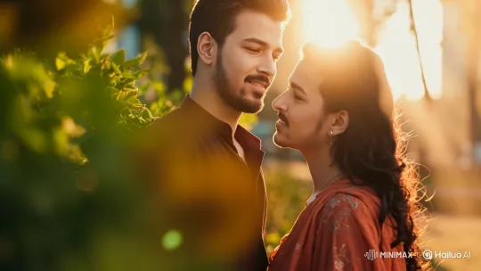 Young Couple's Intimate Moment in a Golden-Hour Park – AI Generated Video | Hailuo AI