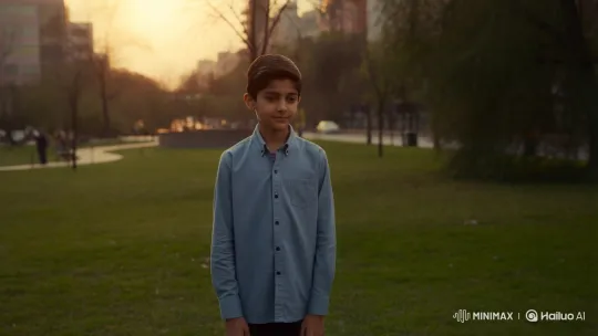 Golden Hour Romantic Encounter in an Urban Park – AI Generated Video | Hailuo AI