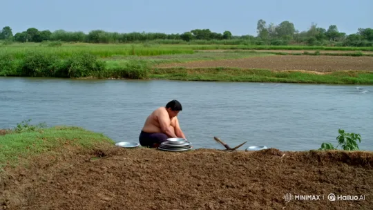 Shah Rukh Khan Lookalike Farms and Washes Dishes – AI Generated Video | Hailuo AI