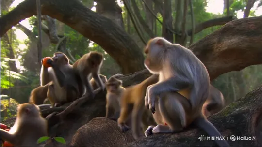 Intelligent Ramu Leads Joyful Monkeys in the Jungle – AI Generated Video | Hailuo AI