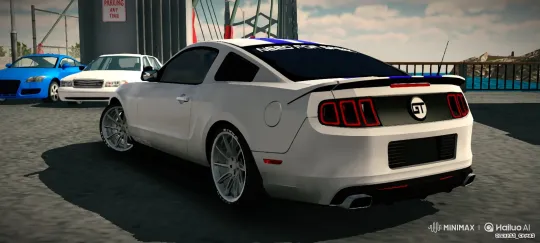 White Ford Mustang GT with Adjustable Suspension – AI Generated Video | Hailuo AI