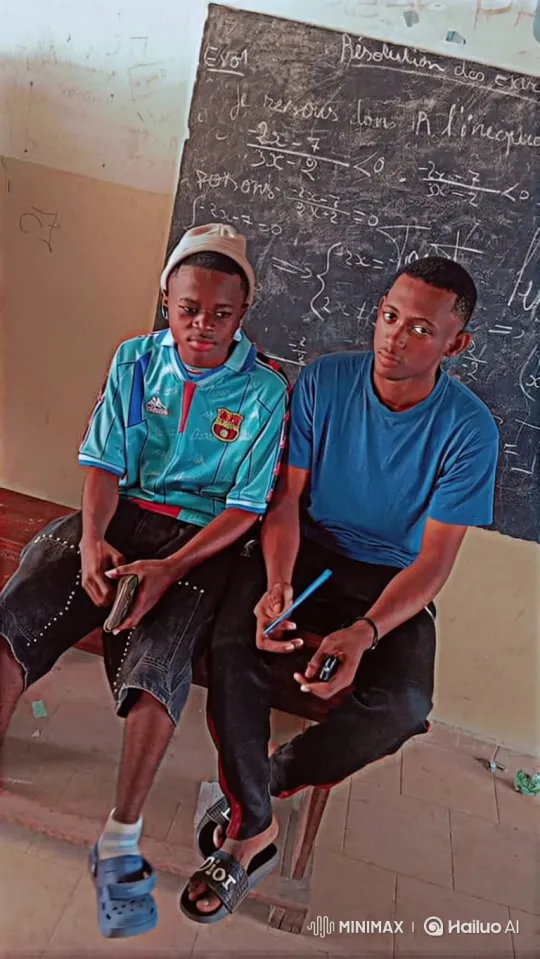 Two Young Men on a Bench in a Classroom – AI Generated Video | Hailuo AI