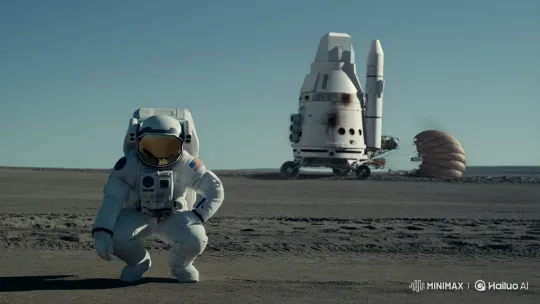 Astronaut Stands Alone on Earth's Barren Landscape – AI Generated Video | Hailuo AI