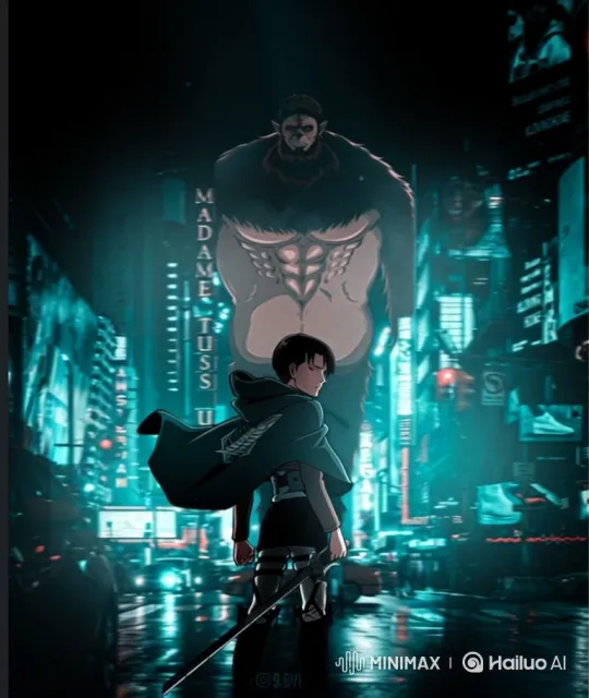 Man in Green Cape Faces Titan in Dark City Night – AI Generated Video | Hailuo AI