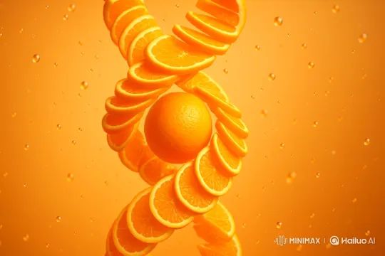 Orange Slice DNA Helix with Fluid Motion and Camera Tracking – AI Generated Video | Hailuo AI