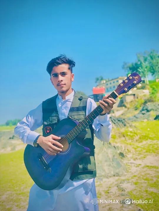 Young Couple Shares Romantic Moment with Guitar in Sunlit Landscape – AI Generated Video | Hailuo AI