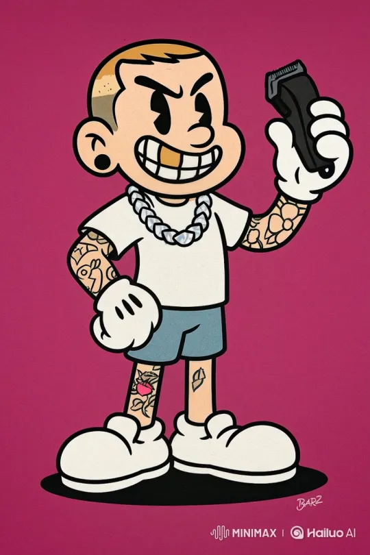 Confident Cartoon Barber Engages in Animated Chat – AI Generated Video | Hailuo AI
