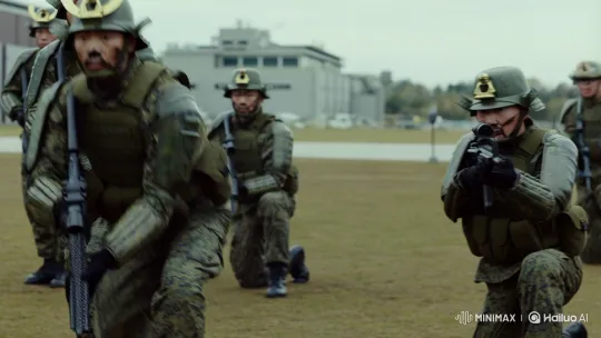 JSDF Soldiers Train in Sci-Fi Samurai Fusion – AI Generated Video | Hailuo AI