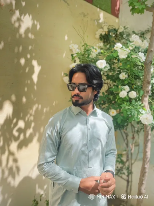 Young Couple Poses in Sunlit Garden – AI Generated Video | Hailuo AI