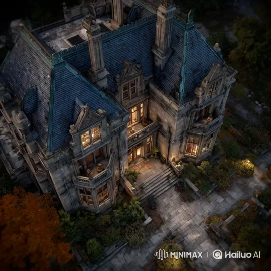 Aerial and Interior Exploration of a Majestic Victorian Mansion – AI Generated Video | Hailuo AI