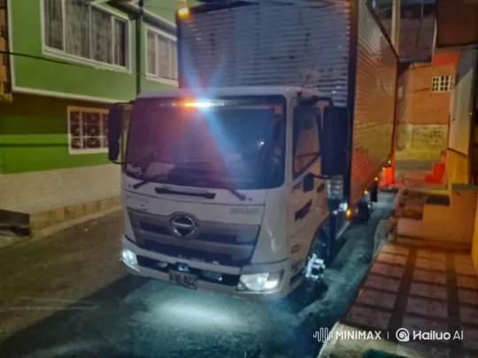 Aesthetic Tracking Shot of White Hino Truck in Night Cityscape – AI Generated Video | Hailuo AI
