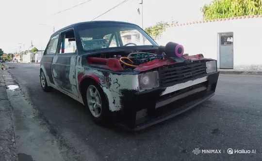 Modified Hatchback Lowers on Air Suspension – AI Generated Video | Hailuo AI