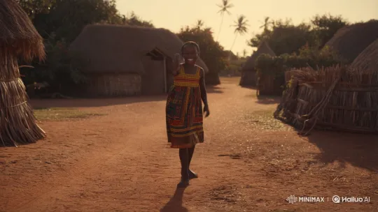 African Girl Joyfully Dancing in Sunlit Village – AI Generated Video | Hailuo AI