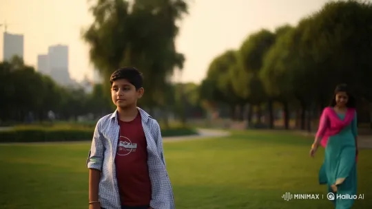 Pakistani Girl Joins Boy in Peaceful Park Moment – AI Generated Video | Hailuo AI
