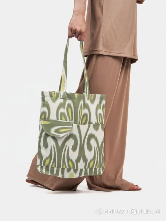 Person Walks with Swinging Tote Bag in Neutral Setting – AI Generated Video | Hailuo AI