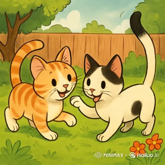 Territorial Dispute Between Two Cartoon Cats – AI Generated Video | Hailuo AI