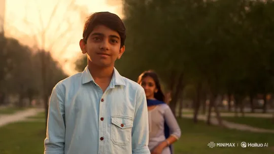 Romantic Encounter in Golden Hour Park – AI Generated Video | Hailuo AI