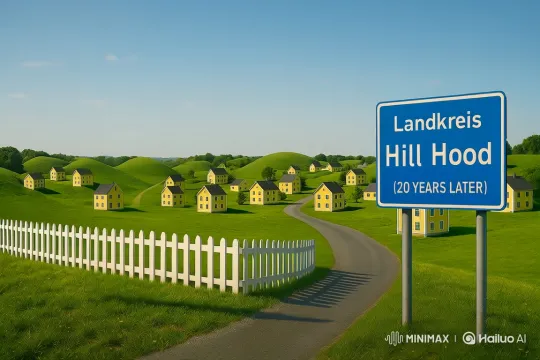 Surreal Hill Hood Neighborhood Panorama 20 Years Later – AI Generated Video | Hailuo AI