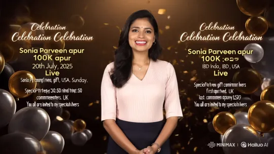 Sonia Parveen Apur's 100K Celebration Live Invitation – AI Generated Video | Hailuo AI