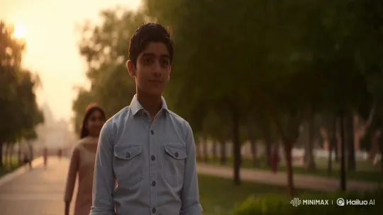 Pakistani Girl and Boy Share a Moment in Golden Hour Park – AI Generated Video | Hailuo AI