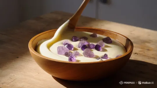 Vanilla Cake Batter with Amethysts – AI Generated Video | Hailuo AI