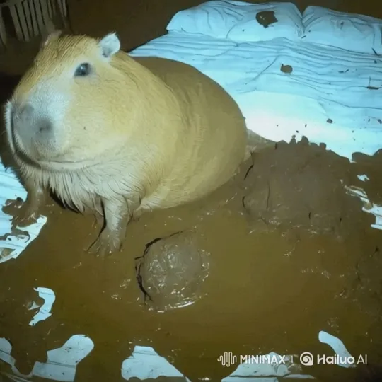 Capybara Relaxes, Muds, and Relieves Itself on Bed and Toilet – AI Generated Video | Hailuo AI
