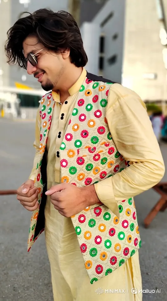 Young Man in Stylish Vest with Confident Smile – AI Generated Video | Hailuo AI
