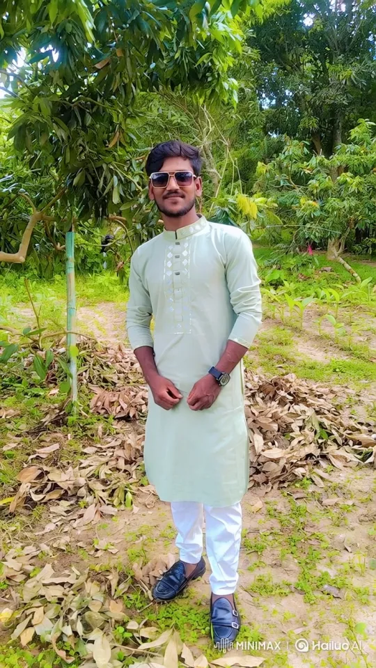 Young Man in Serene Garden Amidst Gentle Breeze – AI Generated Video | Hailuo AI