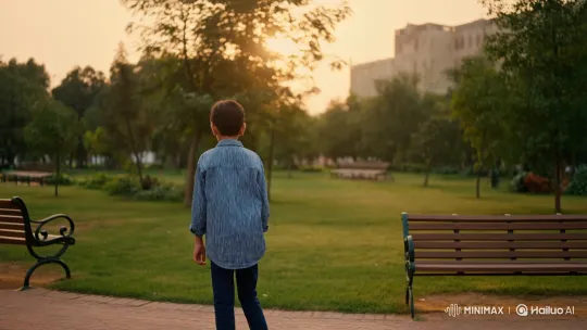 Golden Hour Romantic Encounter in Urban Park – AI Generated Video | Hailuo AI