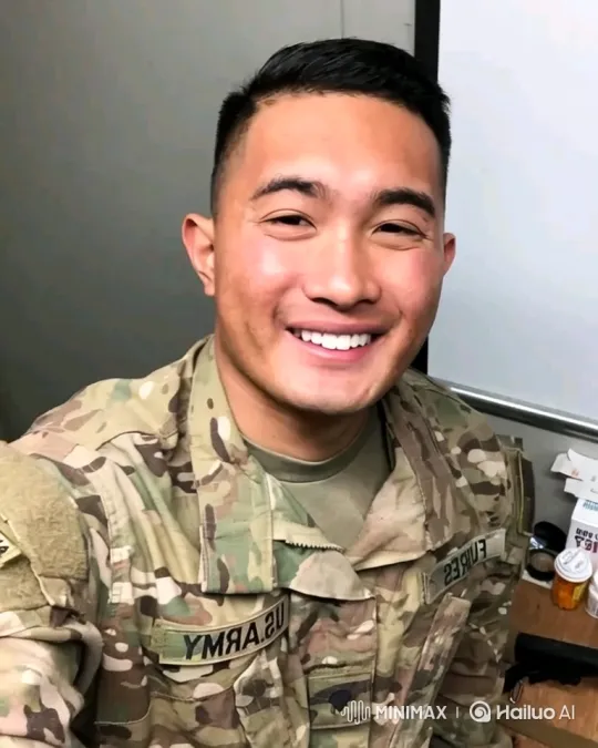 Young Soldier Makes Peace Sign with Smile – AI Generated Video | Hailuo AI