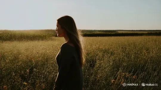 Long-haired Person in a Windy Grass Field – AI Generated Video | Hailuo AI