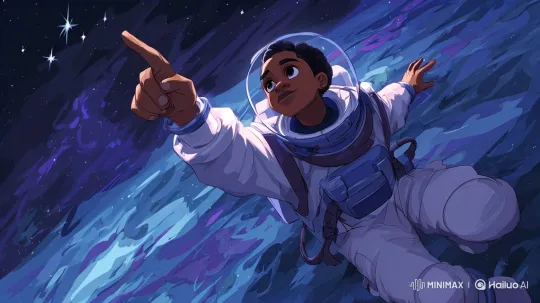 Black Astronaut Explores Cosmic Nebula – AI Generated Video | Hailuo AI